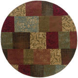 Oriental Weavers Hudson 030C1 Transitional/Contemporary Geometric Polypropylene Indoor Area Rug Green/ Red 7'8" Round H030C1235RDST
