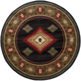 Oriental Weavers Hudson 087G1 Southwestern/Cabin/Lodge Southwest/Lodge Polypropylene Indoor Area Rug Black/ Green 7'8" Round H087G1235RDST