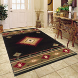 Oriental Weavers Hudson 087G1 Southwestern/Cabin/Lodge Southwest/Lodge Polypropylene Indoor Area Rug Black/ Green 7'8" x 10'10" H087G1235330ST