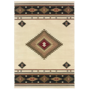 Oriental Weavers Hudson 087I1 Southwestern/Cabin/Lodge Southwest/Lodge Polypropylene Indoor Area Rug Beige/ Green 6'7" x 9'6" H087I1200290ST