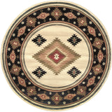 Oriental Weavers Hudson 087I1 Southwestern/Cabin/Lodge Southwest/Lodge Polypropylene Indoor Area Rug Beige/ Green 7'8" Round H087I1235RDST