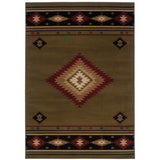 Oriental Weavers Hudson 087J1 Southwestern/Cabin/Lodge Southwest/Lodge Polypropylene Indoor Area Rug Green/ Red 10' x 13' H087J1305396ST