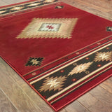 Oriental Weavers Hudson 087K1 Southwestern/Cabin/Lodge Southwest/Lodge Polypropylene Indoor Area Rug Red/ Green 10' x 13' H087K1305396ST