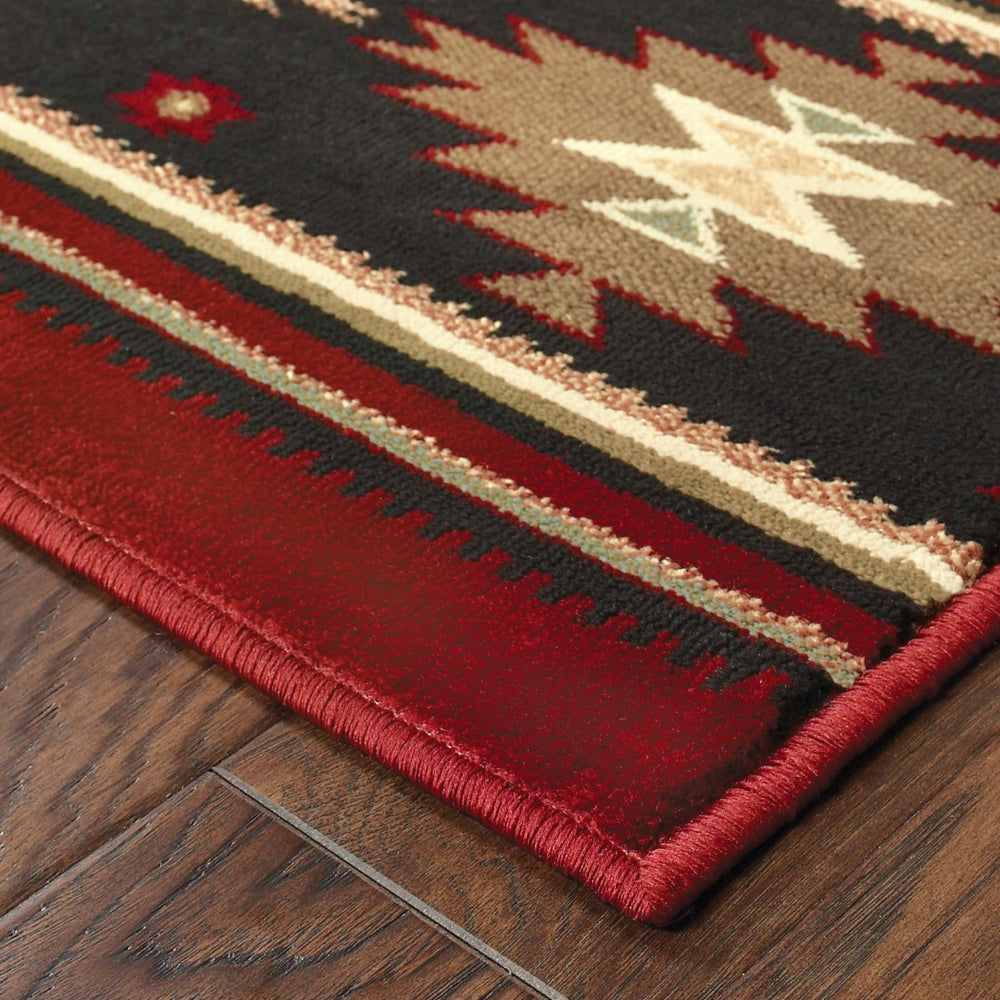 Oriental Weavers Hudson 087K1 Southwestern/Cabin/Lodge Southwest/Lodge Polypropylene Indoor Area Rug Red/ Green 10' x 13' H087K1305396ST