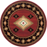 Oriental Weavers Hudson 087K1 Southwestern/Cabin/Lodge Southwest/Lodge Polypropylene Indoor Area Rug Red/ Green 7'8" Round H087K1235RDST