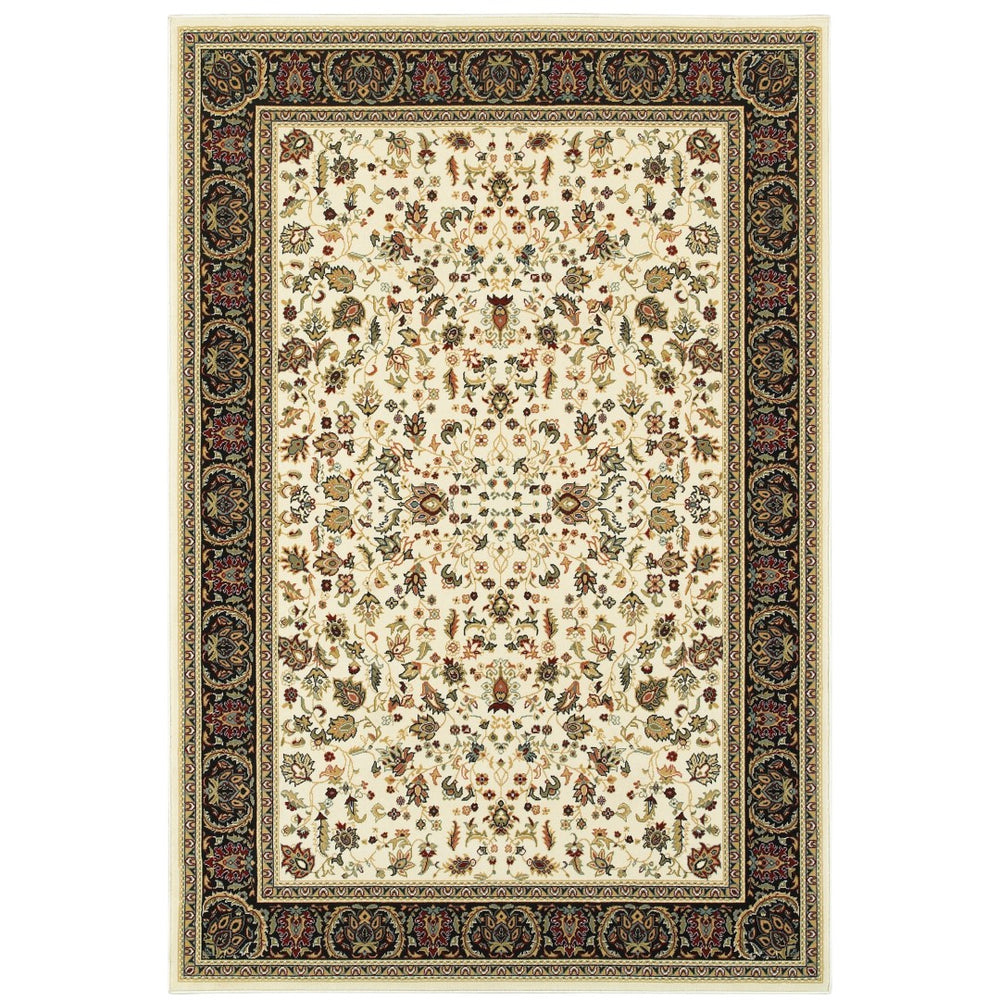 Oriental Weavers Kashan 108X1 Traditional/Vintage Oriental Polypropylene Indoor Area Rug Ivory/ Black 6'7" x 9'6" K108X1200290ST