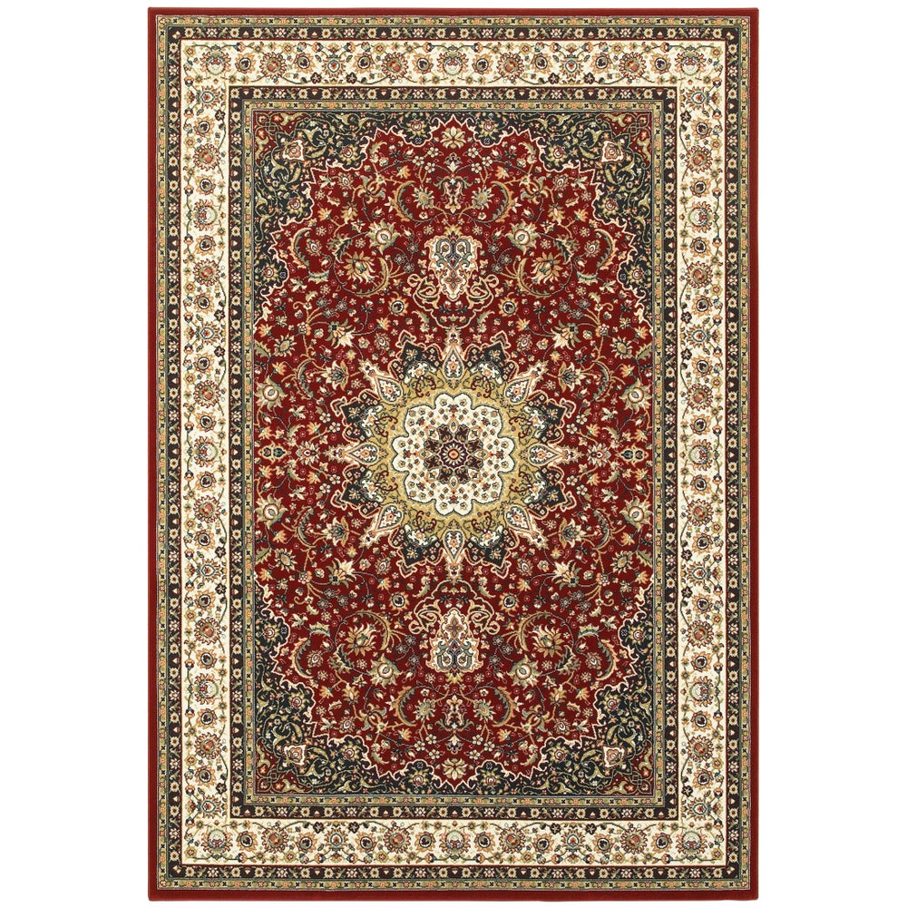 Oriental Weavers Kashan 119N1 Traditional/Vintage Oriental Polypropylene Indoor Area Rug Red/ Ivory 9'10" x 12'10" K119N1300390ST