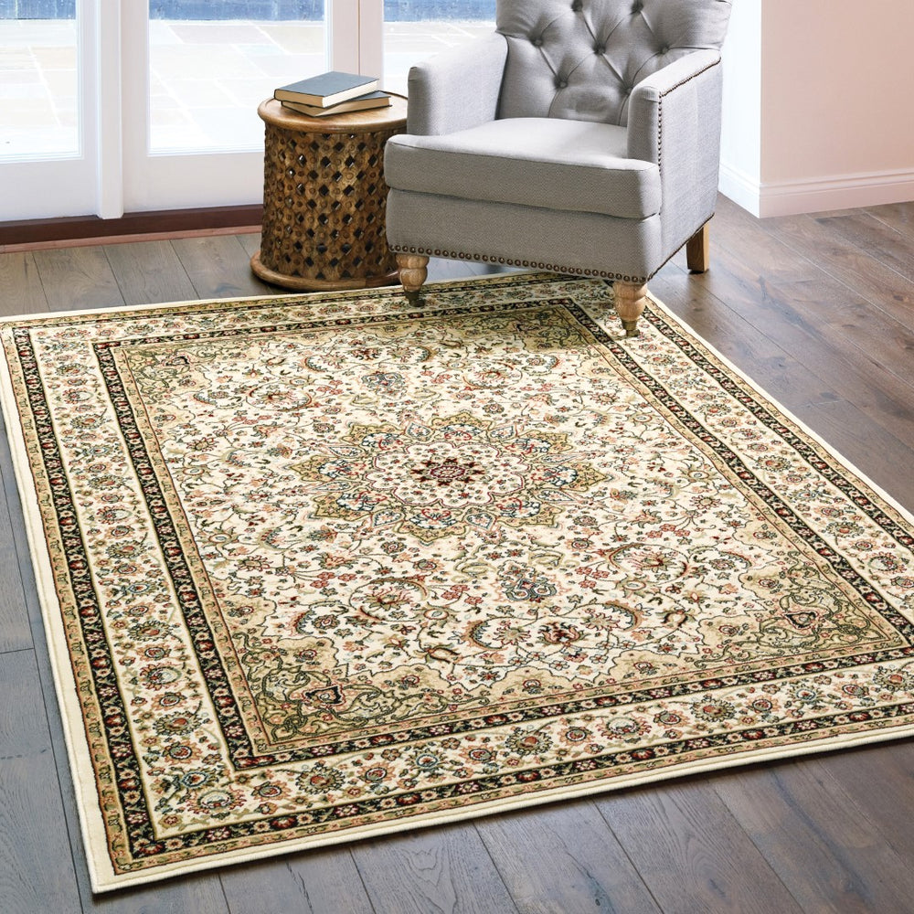 Oriental Weavers Kashan 119W1 Traditional/Vintage Oriental Polypropylene Indoor Area Rug Ivory/ Beige 6'7" x 9'6" K119W1200290ST