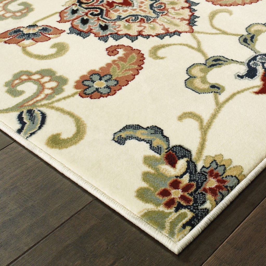 Oriental Weavers Kashan 9946W Traditional/Vintage Floral Polypropylene Indoor Area Rug Ivory/ Multi 9'10" x 12'10" K9946W300390ST