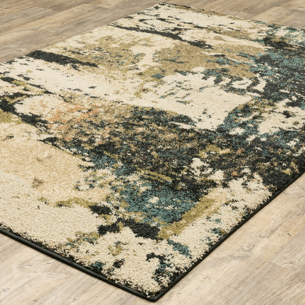 Oriental Weavers Kendall 4928X Contemporary/Industrial Abstract Polypropylene Indoor Area Rug Beige/ Charcoal 9'10" x 12'10" K4928X300390ST
