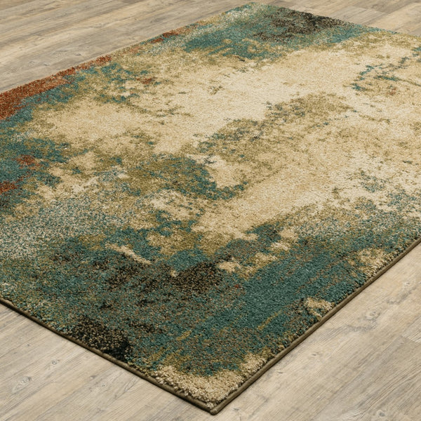 Oriental Weavers Kendall 531X1 Contemporary/ Abstract Polypropylene Indoor Area Rug Beige/ Blue 9'10" x 12'10" K531X1300390ST