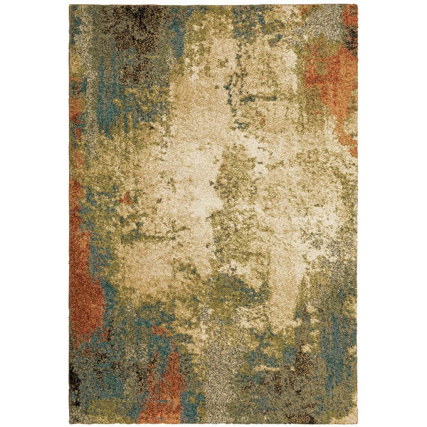 Oriental Weavers Kendall 531X1 Contemporary/ Abstract Polypropylene Indoor Area Rug Beige/ Blue 9'10" x 12'10" K531X1300390ST