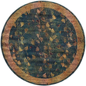 Oriental Weavers Kharma 349B4 Transitional/Global Border Polypropylene Indoor Area Rug Blue/ Gold 8' Round X349B0RP