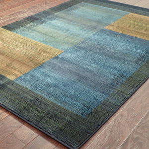 Oriental Weavers Kharma Ii 1092L Contemporary/Industrial Geometric Polypropylene Indoor Area Rug Blue/ Gold 7'10" x 11' K1092L240340ST