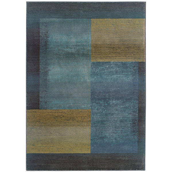 Oriental Weavers Kharma Ii 1092L Contemporary/Industrial Geometric Polypropylene Indoor Area Rug Blue/ Gold 7'10" x 11' K1092L240340ST
