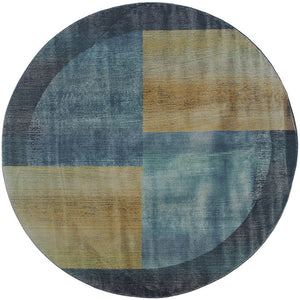 Oriental Weavers Kharma Ii 1092L Contemporary/Industrial Geometric Polypropylene Indoor Area Rug Blue/ Gold 8' Round K1092L240240ST