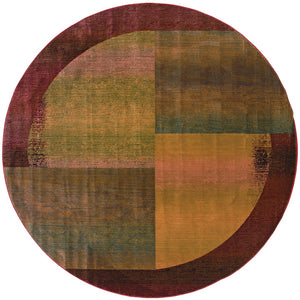 Oriental Weavers Kharma Ii 1092W Contemporary/Industrial Geometric Polypropylene Indoor Area Rug Green/ Red 8' Round K1092W240240ST