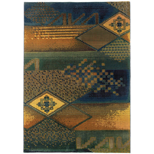 Oriental Weavers Kharma Ii 618F4 Transitional/ Abstract Polypropylene Indoor Area Rug Blue/ Green 9'9" x 12'2" K618F4300380ST