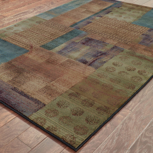 Oriental Weavers Kharma Ii 703X4 Contemporary/ Geometric Polypropylene Indoor Area Rug Blue/ Green 9'9" x 12'2" K703X4300380ST