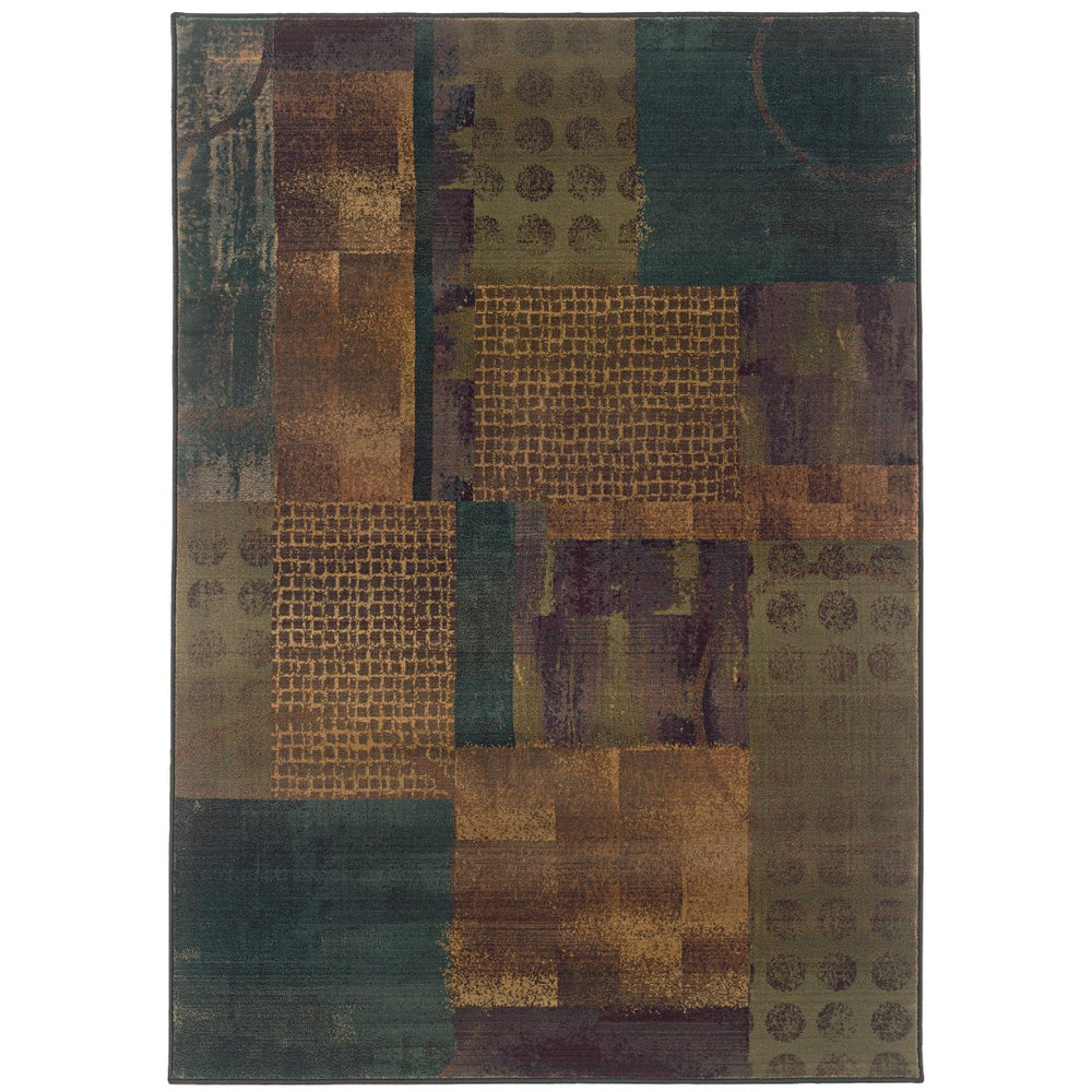 Oriental Weavers Kharma Ii 703X4 Contemporary/ Geometric Polypropylene Indoor Area Rug Blue/ Green 9'9" x 12'2" K703X4300380ST