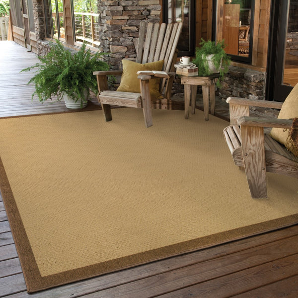 Oriental Weavers Lanai 525D7 Casual/ Border Polypropylene Indoor/Outdoor Area Rug Beige/ Brown 8'6" x 13' L525D7259396ST