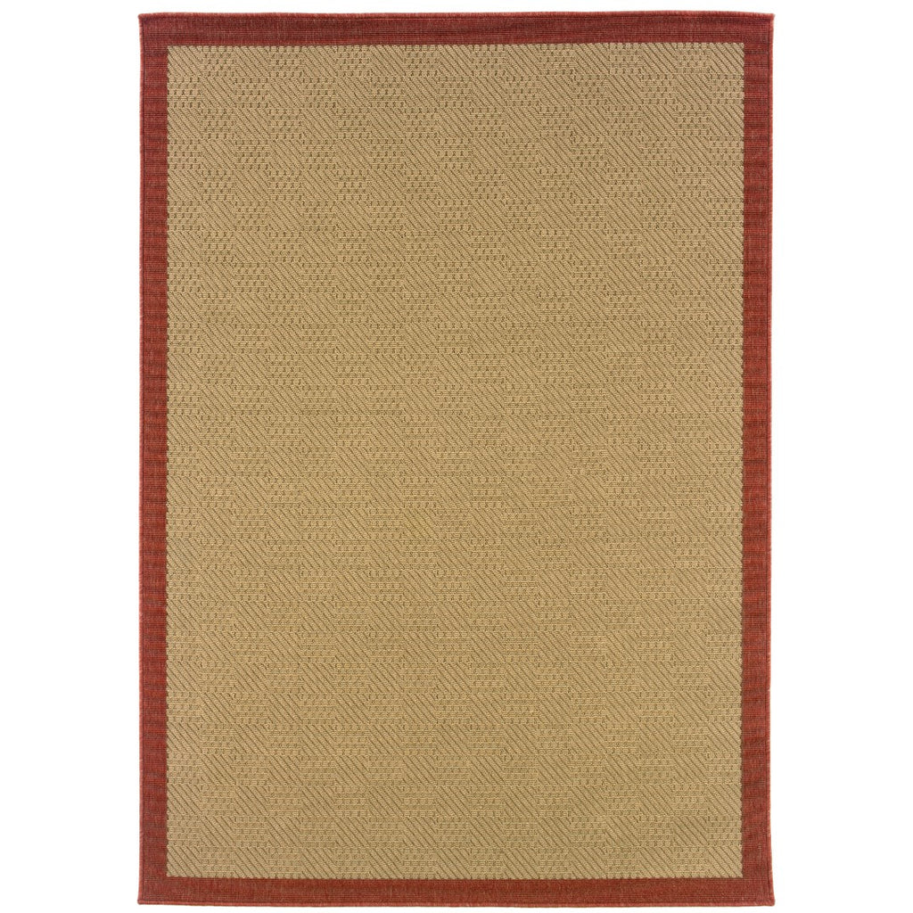 Oriental Weavers Lanai 525O8 Casual/ Border Polypropylene Indoor/Outdoor Area Rug Beige/ Red 8'6" x 13' L525O8259396ST