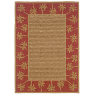 Oriental Weavers Lanai 606C8 Casual/ Palm Border Polypropylene Indoor/Outdoor Area Rug Beige/ Red 8'6" x 13' L606C8259396ST