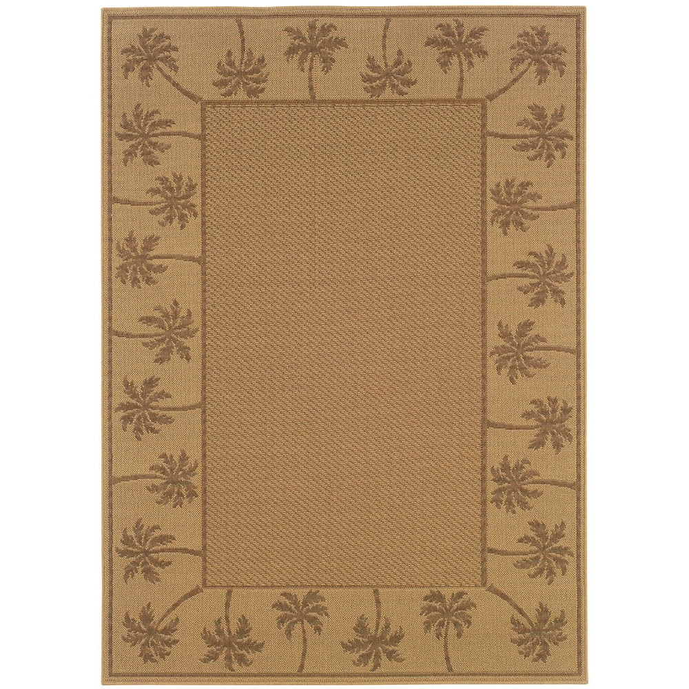 Oriental Weavers Lanai 606D7 Casual/ Palm Border Polypropylene Indoor/Outdoor Area Rug Beige/ Tan 8'6" x 13' L606D7259396ST