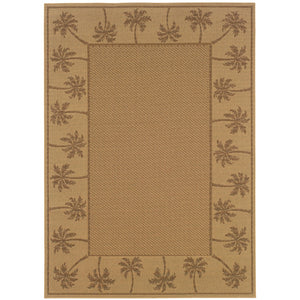 Oriental Weavers Lanai 606D7 Casual/ Palm Border Polypropylene Indoor/Outdoor Area Rug Beige/ Tan 8'6" x 13' L606D7259396ST