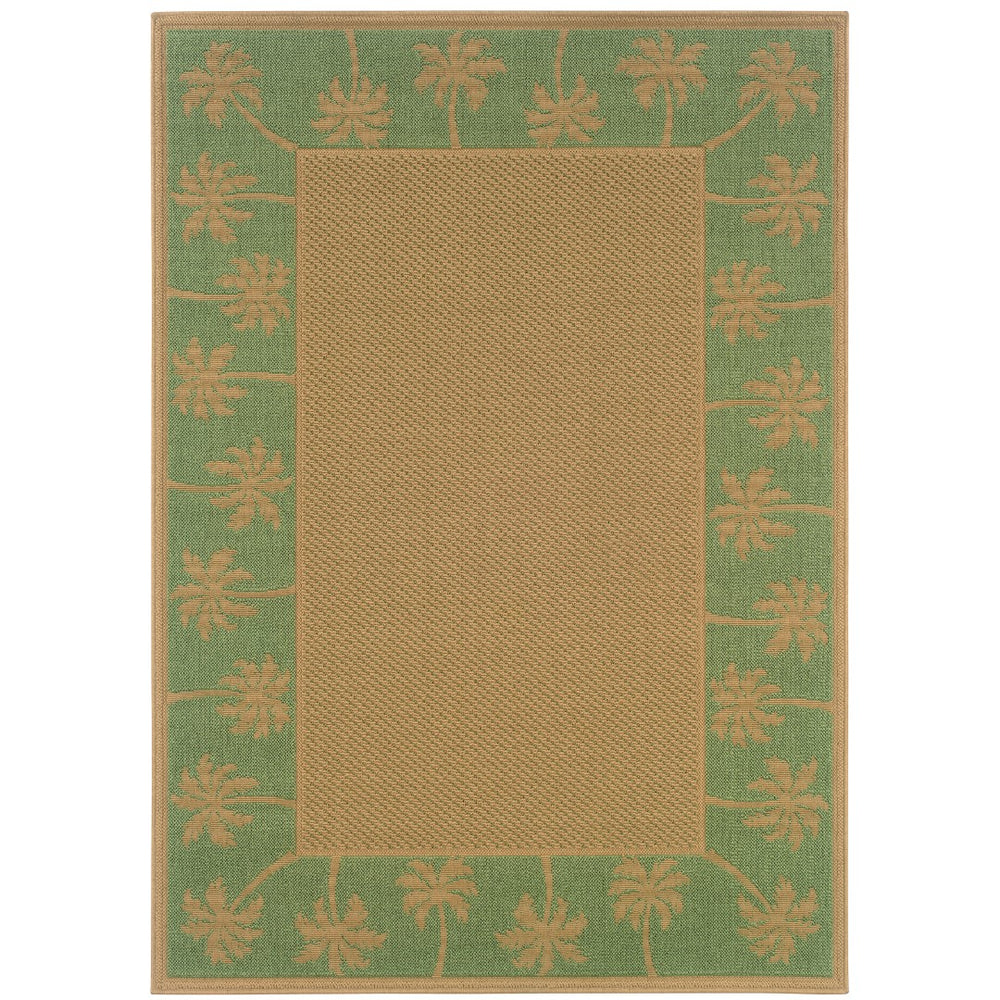 Oriental Weavers Lanai 606F6 Casual/ Palm Border Polypropylene Indoor/Outdoor Area Rug Beige/ Green 8'6" x 13' L606F6259396ST