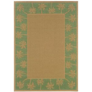 Oriental Weavers Lanai 606F6 Casual/ Palm Border Polypropylene Indoor/Outdoor Area Rug Beige/ Green 8'6" x 13' L606F6259396ST