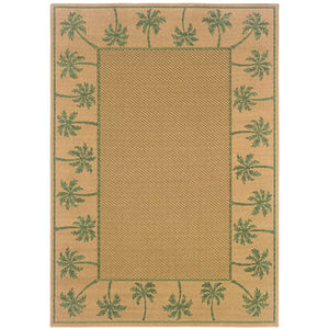 Oriental Weavers Lanai 606G6 Casual/ Palm Border Polypropylene Indoor/Outdoor Area Rug Beige/ Green 8'6" x 13' L606G6259396ST