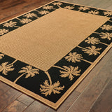 Oriental Weavers Lanai 606K5 Casual/ Palm Border Polypropylene Indoor/Outdoor Area Rug Beige/ Black 8'6" x 13' L606K5259396ST