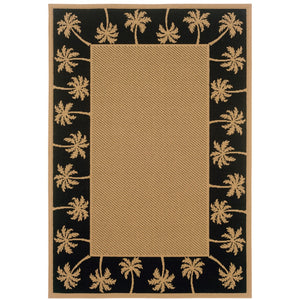 Oriental Weavers Lanai 606K5 Casual/ Palm Border Polypropylene Indoor/Outdoor Area Rug Beige/ Black 8'6" x 13' L606K5259396ST