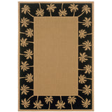 Oriental Weavers Lanai 606K5 Casual/ Palm Border Polypropylene Indoor/Outdoor Area Rug Beige/ Black 8'6" x 13' L606K5259396ST