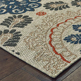 Oriental Weavers Latitude 1903W Global/Transitional Floral Polypropylene Indoor/Outdoor Area Rug Grey/ Teal 9'10" x 12'10" L1903W300390ST