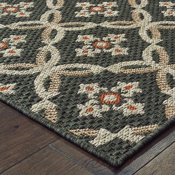 Oriental Weavers Latitude 1904K Casual/ Geometric Polypropylene Indoor/Outdoor Area Rug Grey/ Orange 9'10" x 12'10" L1904K300390ST