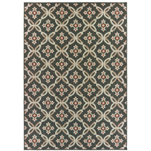 Oriental Weavers Latitude 1904K Casual/ Geometric Polypropylene Indoor/Outdoor Area Rug Grey/ Orange 9'10" x 12'10" L1904K300390ST