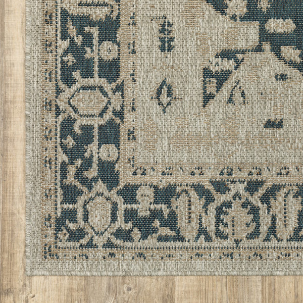 Oriental Weavers Latitude 001J3 Traditional/Global Oriental Polypropylene Indoor/Outdoor Area Rug Grey/ Gold 9'10" x 12'10" L001J3300390ST