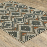 Oriental Weavers Latitude 002X3 Tribal/Global Geometric Polypropylene Indoor/Outdoor Area Rug Grey/ Orange 9'10" x 12'10" L002X3300390ST