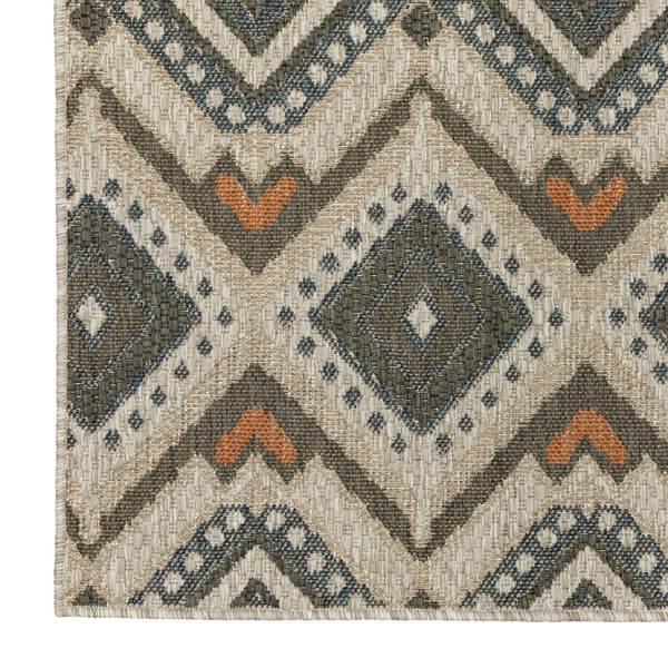 Oriental Weavers Latitude 002X3 Tribal/Global Geometric Polypropylene Indoor/Outdoor Area Rug Grey/ Orange 9'10" x 12'10" L002X3300390ST