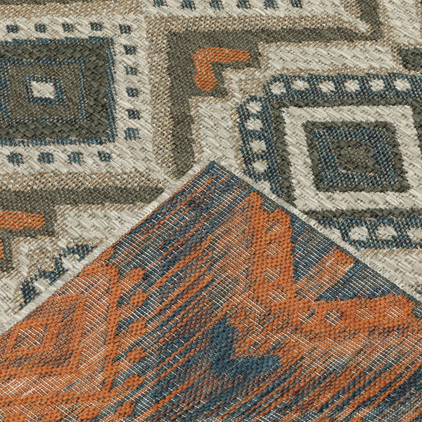 Oriental Weavers Latitude 002X3 Tribal/Global Geometric Polypropylene Indoor/Outdoor Area Rug Grey/ Orange 9'10" x 12'10" L002X3300390ST