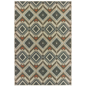 Oriental Weavers Latitude 002X3 Tribal/Global Geometric Polypropylene Indoor/Outdoor Area Rug Grey/ Orange 9'10" x 12'10" L002X3300390ST