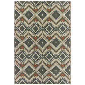 Oriental Weavers Latitude 002X3 Tribal/Global Geometric Polypropylene Indoor/Outdoor Area Rug Grey/ Orange 9'10" x 12'10" L002X3300390ST