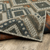 Oriental Weavers Latitude 002X3 Tribal/Global Geometric Polypropylene Indoor/Outdoor Area Rug Grey/ Orange 9'10" x 12'10" L002X3300390ST