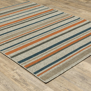 Oriental Weavers Latitude 602W3 Transitional/Casual Geometric Polypropylene Indoor/Outdoor Area Rug Grey/ Teal 9'10" x 12'10" L602W3300390ST