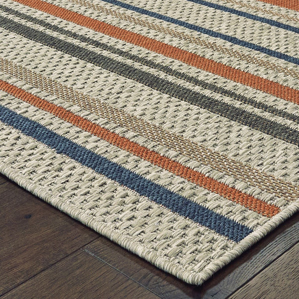 Oriental Weavers Latitude 602W3 Transitional/Casual Geometric Polypropylene Indoor/Outdoor Area Rug Grey/ Teal 9'10" x 12'10" L602W3300390ST