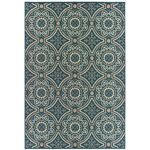 Oriental Weavers Latitude 609B3 Casual/Traditional Geometric Polypropylene Indoor/Outdoor Area Rug Teal/ Grey 9'10" x 12'10" L609B3300390ST
