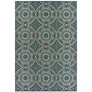Oriental Weavers Latitude 609B3 Casual/Traditional Geometric Polypropylene Indoor/Outdoor Area Rug Teal/ Grey 9'10" x 12'10" L609B3300390ST