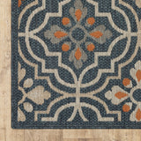 Oriental Weavers Latitude 709B3 Global/Casual Floral Polypropylene Indoor/Outdoor Area Rug Teal/ Orange 9'10" x 12'10" L709B3300390ST